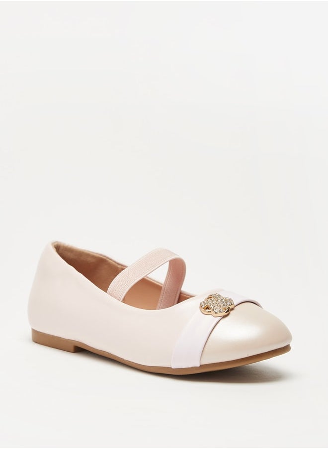 JUNIORS Girls Panelled Slip-On Ballerina Shoes with Elastic Strap  - Image 1
