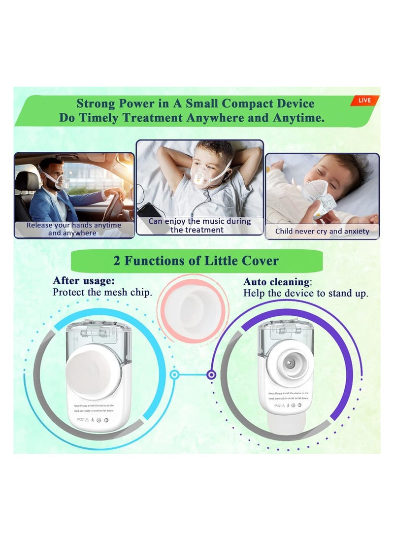 ADAK Electrionic Ultrasonic Mesh Steamer Inhaler with Hands-Free Mode, Wearable Portable Inhaler with Rechargeable Battery for Respiratory Breathing Problems, Efficient Hands-Free Kit for Adults and Kids  - Image 4