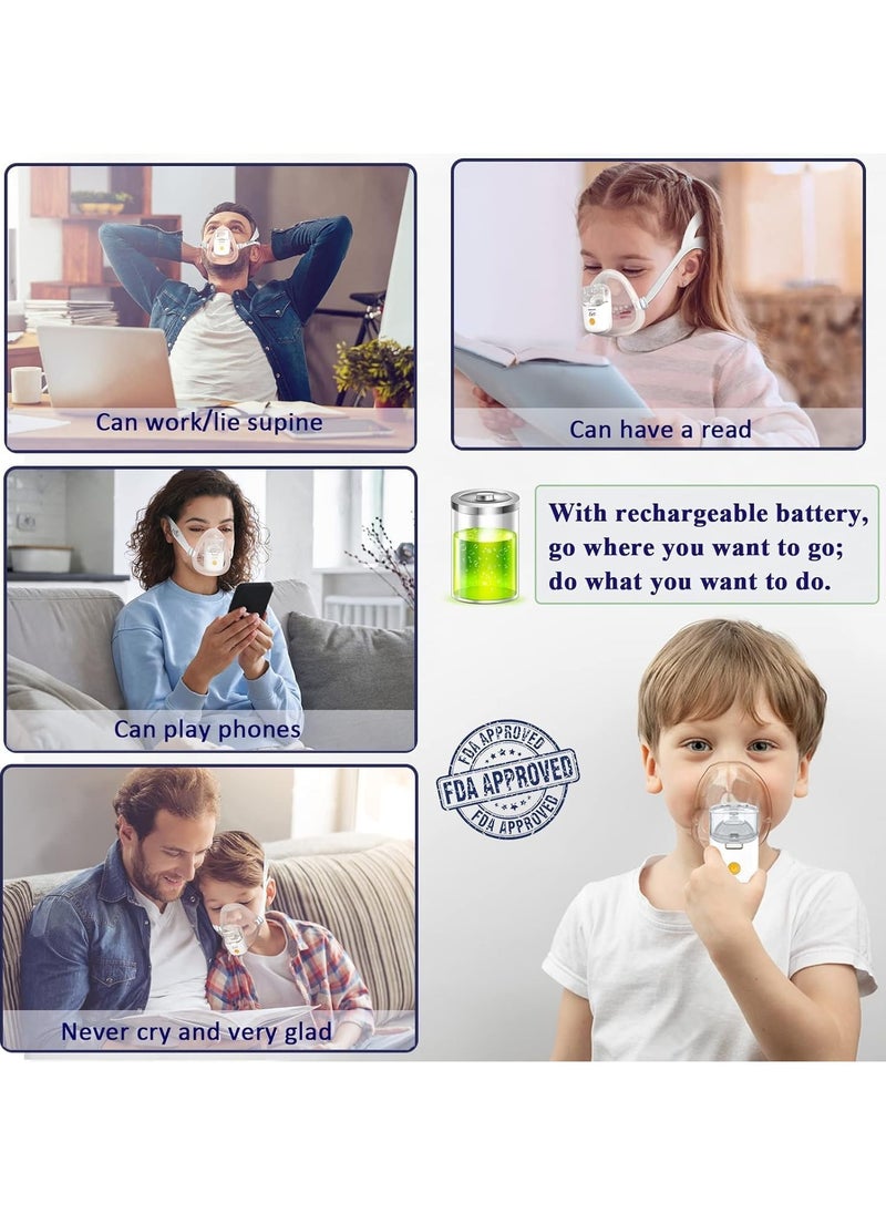 ADAK - Electrionic Ultrasonic Mesh Steamer Inhaler with Hands-Free Mode, Wearable Portable Inhaler with Rechargeable Battery for Respiratory Breathing Problems, Efficient Hands-Free Kit for Adults and Kids - Image 1