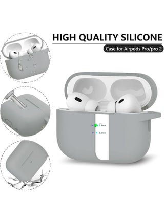 Soft Silicone Protective Case Cover for AirPods Pro 3 2025 with Cleaner Kit and Keychain(Grey) - view 4
