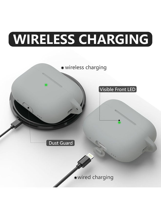 SJet Soft Silicone Protective Case Cover for AirPods Pro 3 2025 with Cleaner Kit and Keychain(Grey) - Image 5