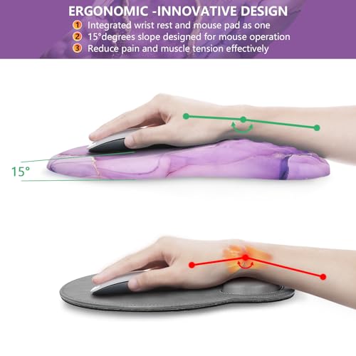 Laokiiy Mouse Pad Wrist Support, Laokiiy Ergonomic Mouse Pad with Wrist Rest, Comfortable Computer Mouse Pad for Laptop, Pain Relief Mousepad with Non-Slip PU Base Purple - Image 4