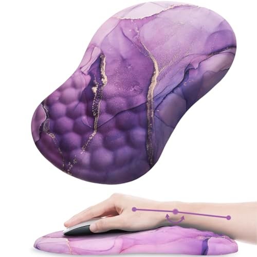 Laokiiy Mouse Pad Wrist Support, Laokiiy Ergonomic Mouse Pad with Wrist Rest, Comfortable Computer Mouse Pad for Laptop, Pain Relief Mousepad with Non-Slip PU Base Purple - Image 1