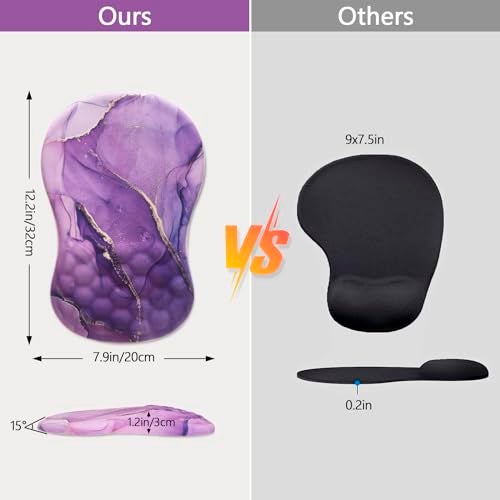 Laokiiy Mouse Pad Wrist Support, Laokiiy Ergonomic Mouse Pad with Wrist Rest, Comfortable Computer Mouse Pad for Laptop, Pain Relief Mousepad with Non-Slip PU Base Purple - Image 2