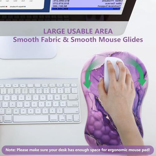 Laokiiy Mouse Pad Wrist Support, Laokiiy Ergonomic Mouse Pad with Wrist Rest, Comfortable Computer Mouse Pad for Laptop, Pain Relief Mousepad with Non-Slip PU Base Purple - Image 5