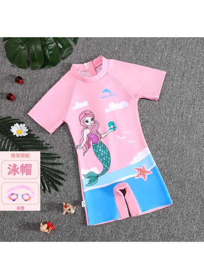 Children's Swimsuit Girls One-piece Medium And Large Kidsren  New Girls Professional Training Hot Spring Quick-drying Swimsuit