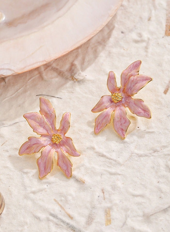 JiuAn Golden Flower Earrings for Girlfriend - Image 3