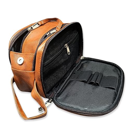 Handcuffs Toiletry Bag for Men & Women Waterproof PU Leather Travel Shaving Kit Pouch Grooming & Makeup Organiser for Gym Daily Use Cosmetics Toiletries & Essentials (Brown) - Image 1