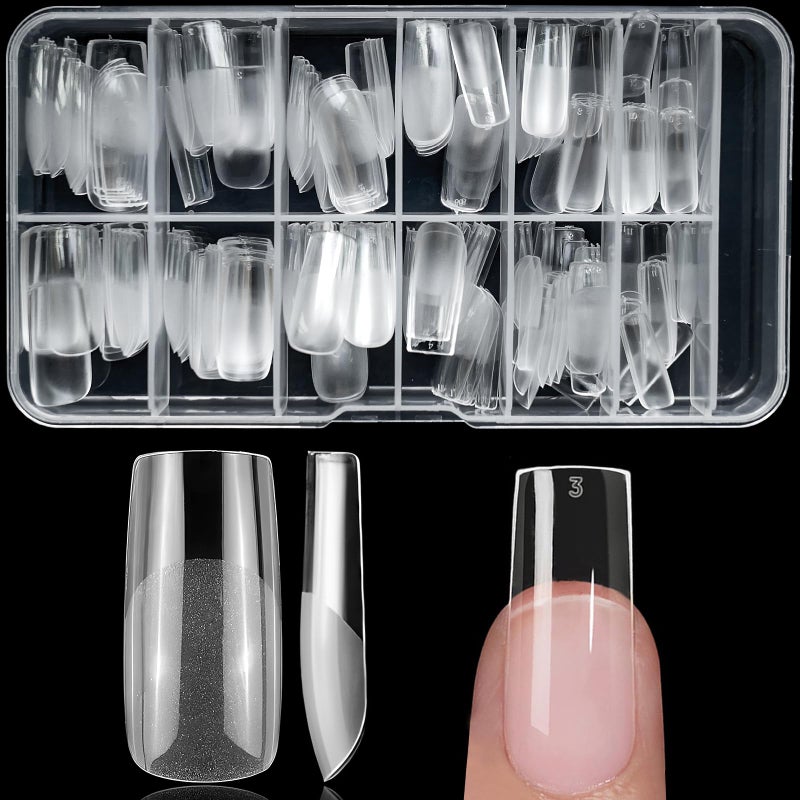 Lifextol 240pc Square Gel Nail Tips Medium Fake Nails for Press on Nails Clear Acrylic Nails Tips, 12 Size Full Cover Nail tips Square Soft Gel Nail Tips False Nails Extension Artificial Fingernails - Image 3