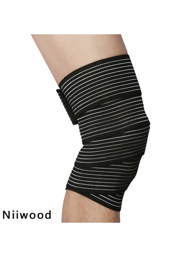 Bukela Extra Long Elastic Knee Wrap Compression Bandage Brace Support for Legs, Plantar Fasciitis, Stabilising Ligaments, Joint Pain, Squat, Basketball, Running, Tennis, Soccer, Football (Black-1pcs) - Image 4
