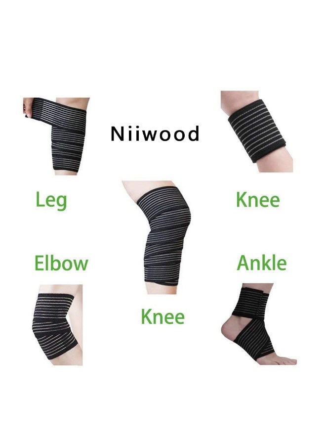 Bukela Extra Long Elastic Knee Wrap Compression Bandage Brace Support for Legs, Plantar Fasciitis, Stabilising Ligaments, Joint Pain, Squat, Basketball, Running, Tennis, Soccer, Football (Black-1pcs) - Image 2