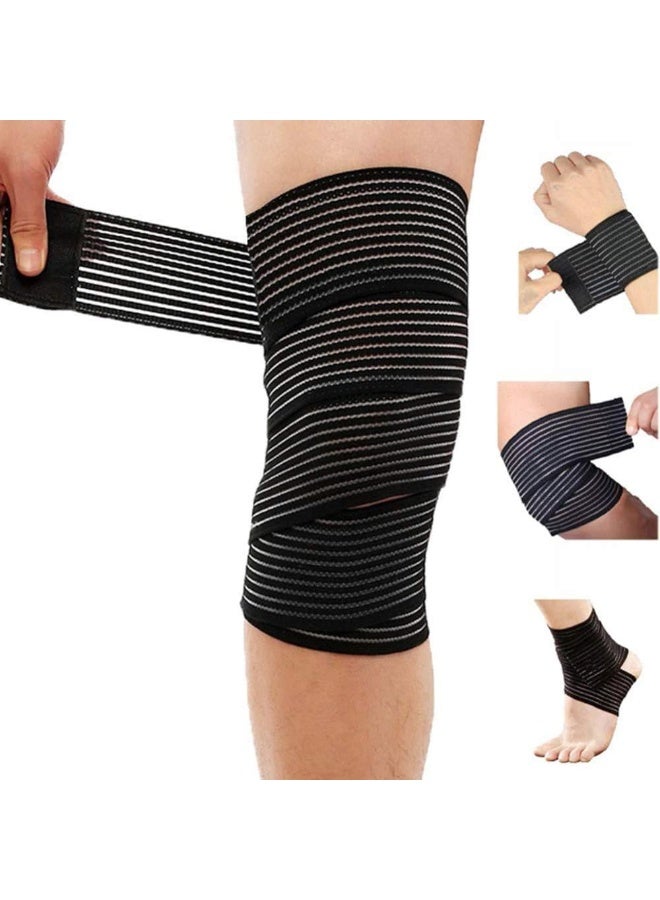 Bukela Extra Long Elastic Knee Wrap Compression Bandage Brace Support for Legs, Plantar Fasciitis, Stabilising Ligaments, Joint Pain, Squat, Basketball, Running, Tennis, Soccer, Football (Black-1pcs) - Image 5