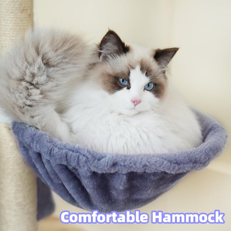 AIWIKIDE 35.4'' Multifunction Cat Tree with Cozy Hammock & Hanging Ball, Cat Tower with Activity Cat Condo & Jute-Covered Scratching Posts, Grey - Image 5