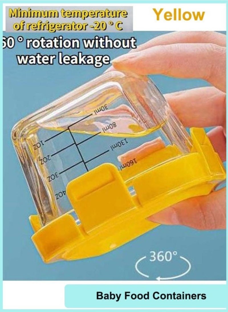 Bebiland Glass Baby Food Storage Jars w/ Lids ( Snack, Reusable Small Containers, Breast Milk, Fridge, Freezer, Microwave & Dishwasher Safe, Essential Must Have for Infants Yellow - Image 5