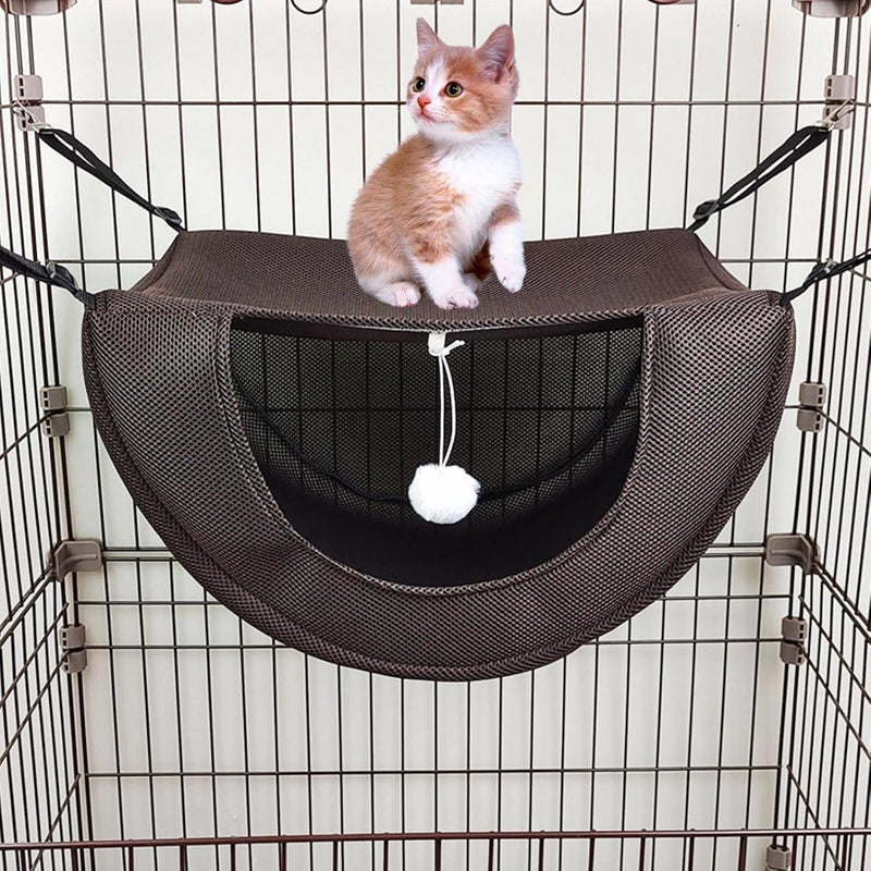 ARTIBETTER Cat Cage Hammock Breathable Mesh Pet Sleeping Bed Coffee Color Small Size Washable Summer Kitten Nest for Indoor Cats - Image 5