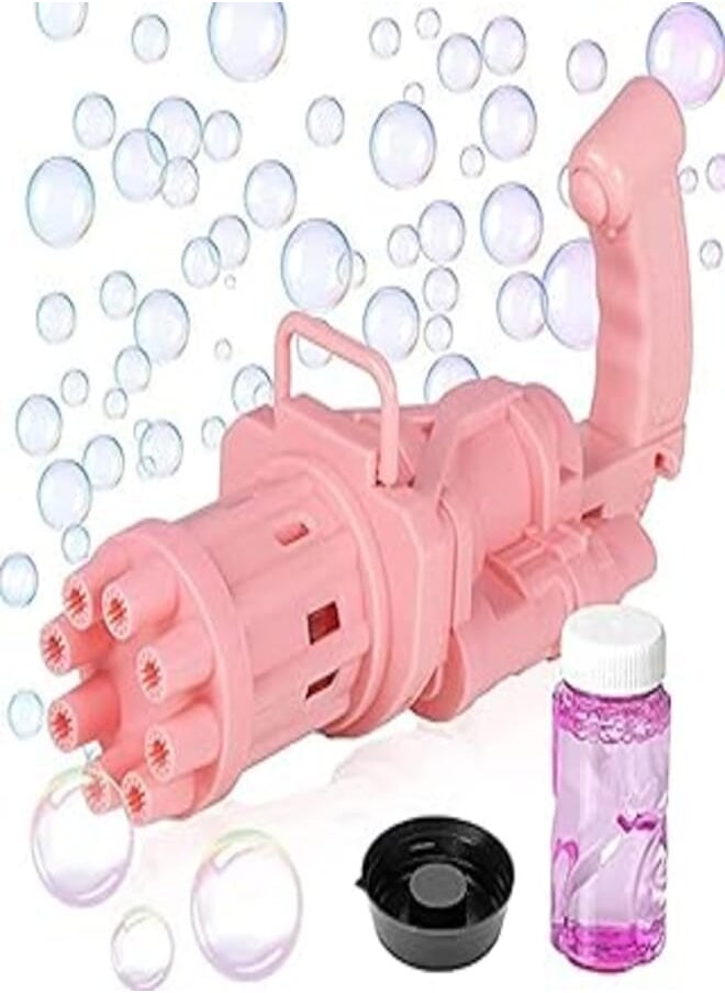 AMERTEER AMERTEER Pink 8-Hole Electric Bubble Maker Machine Gun Toy for Kids - Durable, Safe and Fun Outdoor and Indoor Play 