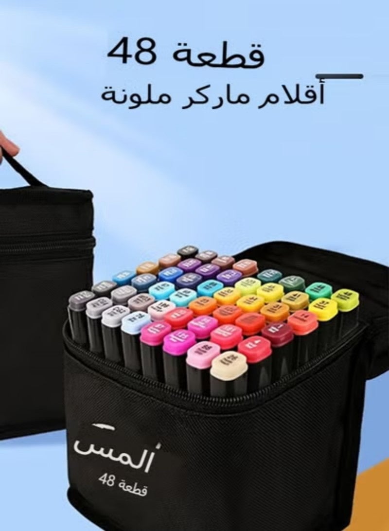 48 Color Markers Magic Painting Set,Twin Side Marker Pens Set,Double Tipped Art Marker Set Mark Pen for Kids & Artist Coloring Sketching Drawing Markers - Image 1