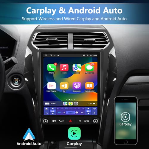 Junsun 8 Core Android 13 Car Radio Stereo for Ford Explorer 2011-2019, 12.1 inch Touch Screen with Wireless CarPlay Android Auto DSP Bluetooth GPS Navitation - Image 3