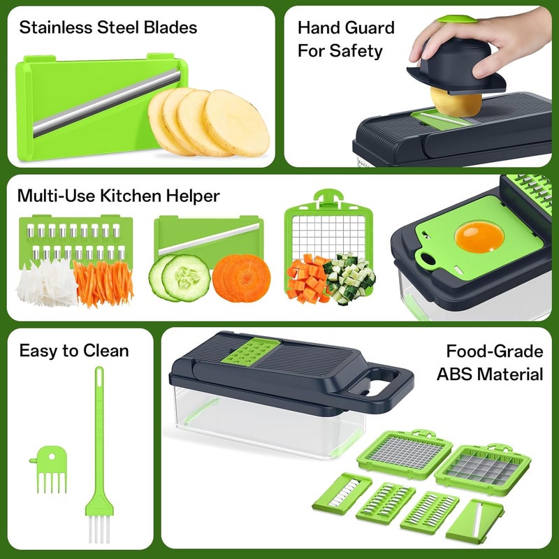 HomeHacks Vegetable Chopper Vegetable Cutter 12 in 1 Kitchen Gadget Dicer Slicer Onion Cutter Salad Cheese Grater  Egg Separator  MultiFunctional Veggie Chopper Lid with Handle - Image 5