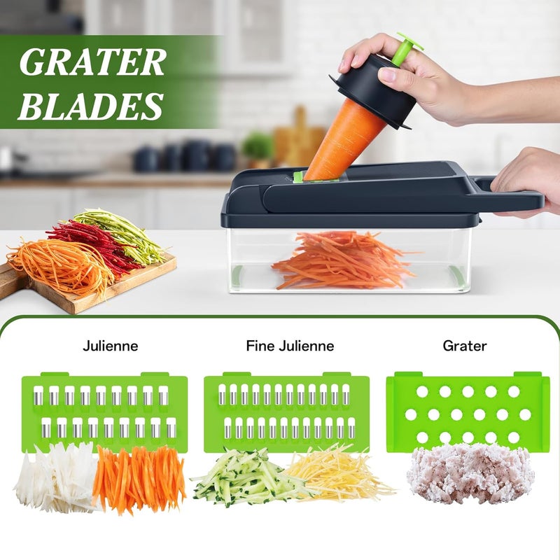 HomeHacks Vegetable Chopper Vegetable Cutter 12 in 1 Kitchen Gadget Dicer Slicer Onion Cutter Salad Cheese Grater  Egg Separator  MultiFunctional Veggie Chopper Lid with Handle - Image 3