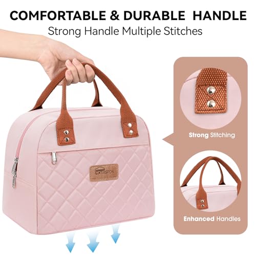 HOMESPON Insulated Lunch Bag for Women Men Adults Lunch Tote with Front Pocket Lunch Box Container Cooler Bag for Work Picnic (Pink) - Image 3
