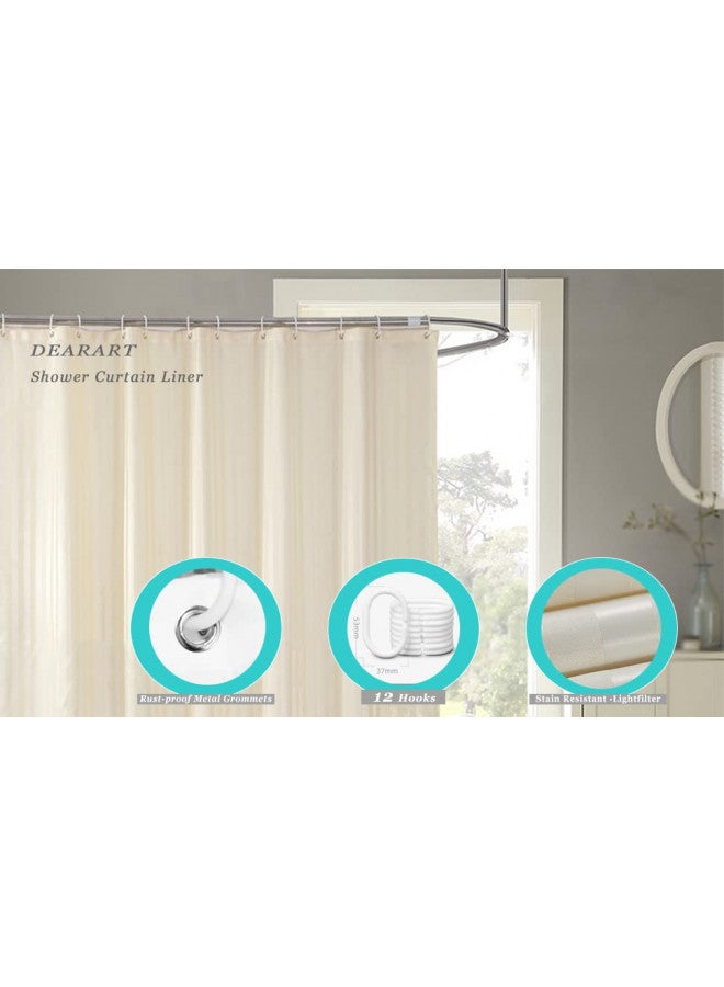 DEARART ستارة دش بيج فاتح من DEARARTBath لجهاز الحمام، 60''W*72''L بوصة مجموعة ستارة دش من القماش مع 12 خطاف، سهلة العناية وسهلة التنظيف 100% مقاومة للماء بجودة الفنادق وقابلة للغسل في الغسالة - Image 1