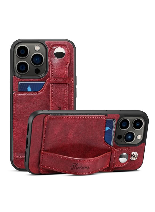 Suteni Case For iPhone 13 Pro Max 215 Wrist Strap PU Phone Case - Image 1