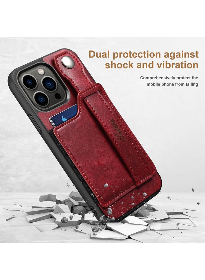 Suteni Case For iPhone 13 Pro Max 215 Wrist Strap PU Phone Case - Image 2