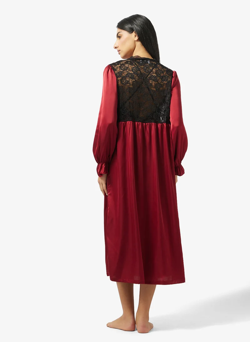 ايلا Lace Night Dress With Robe