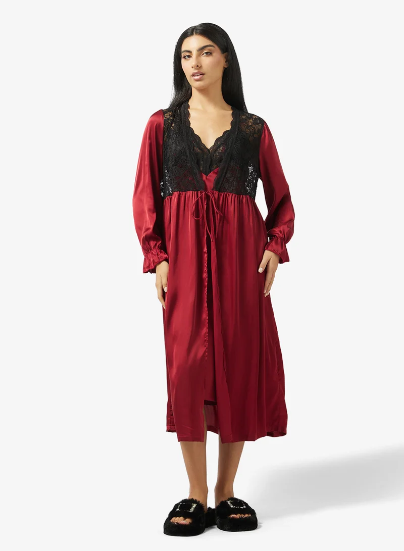 Ella  Lace Night Dress With Robe for Women | Best Price UAE