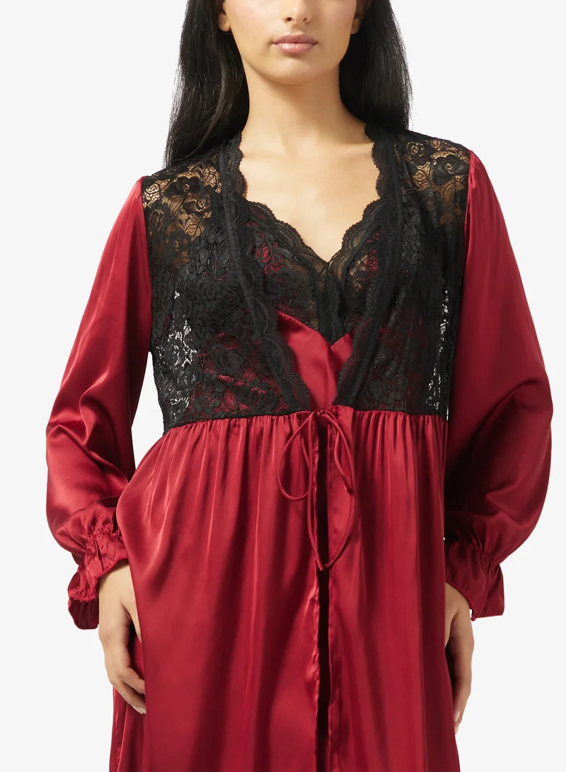 Ella  Lace Night Dress With Robe for Women | Best Price UAE