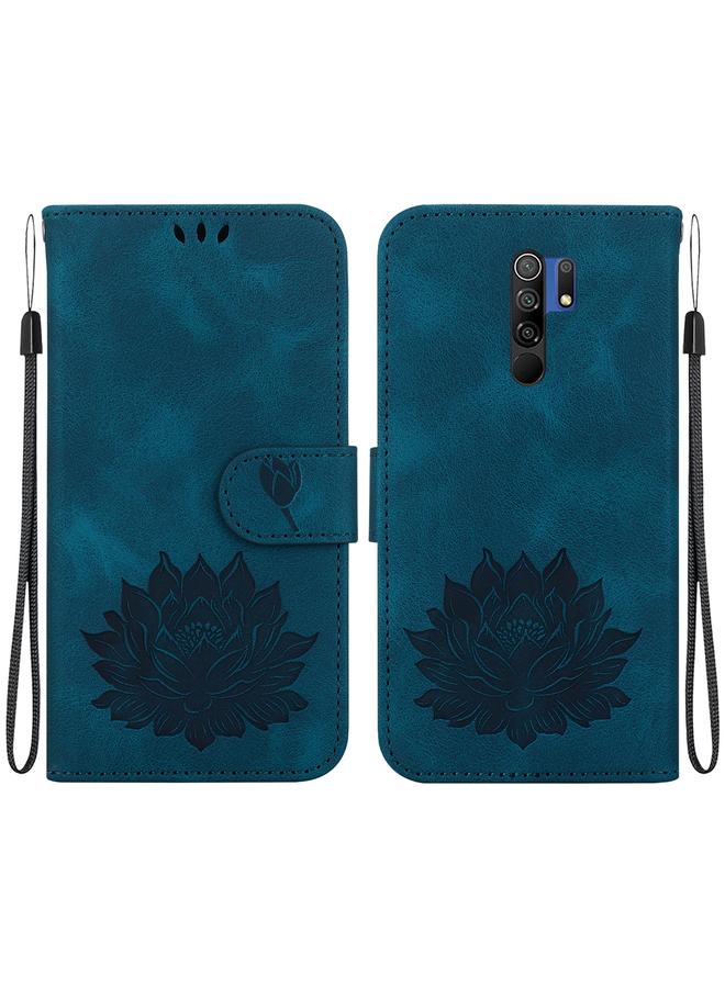 Case For Xiaomi Poco M2 Lotus Embossed Leather Phone Case