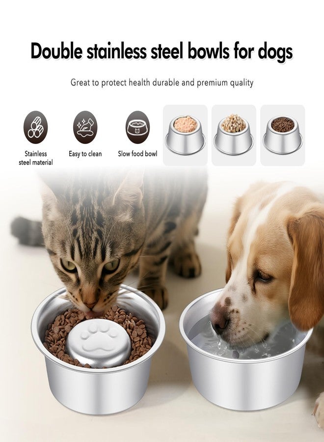 GIUOIDUO Premium Stainless Steel Pet Bowls with Cute Paw Design, Non-Slip Dog & Cat Food Water Bowls, Durable & Easy-to-Clean Feeding Dishes for Small/Medium Pets, Set of 2 pet-Bowls, Raised-pet-Bowls - Image 5