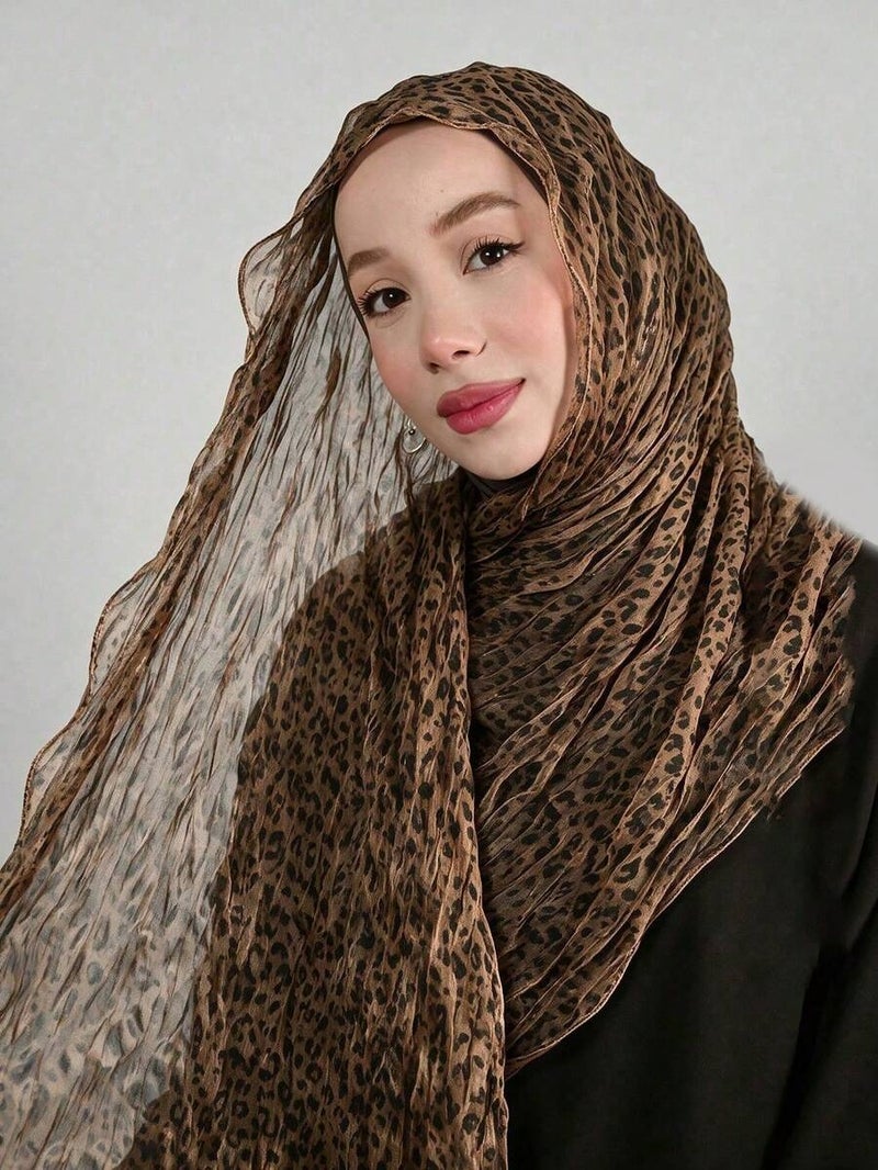 Women's Bohemian Leopard Print Headscarf - Soft Breathable Street Style Scarf, One Size