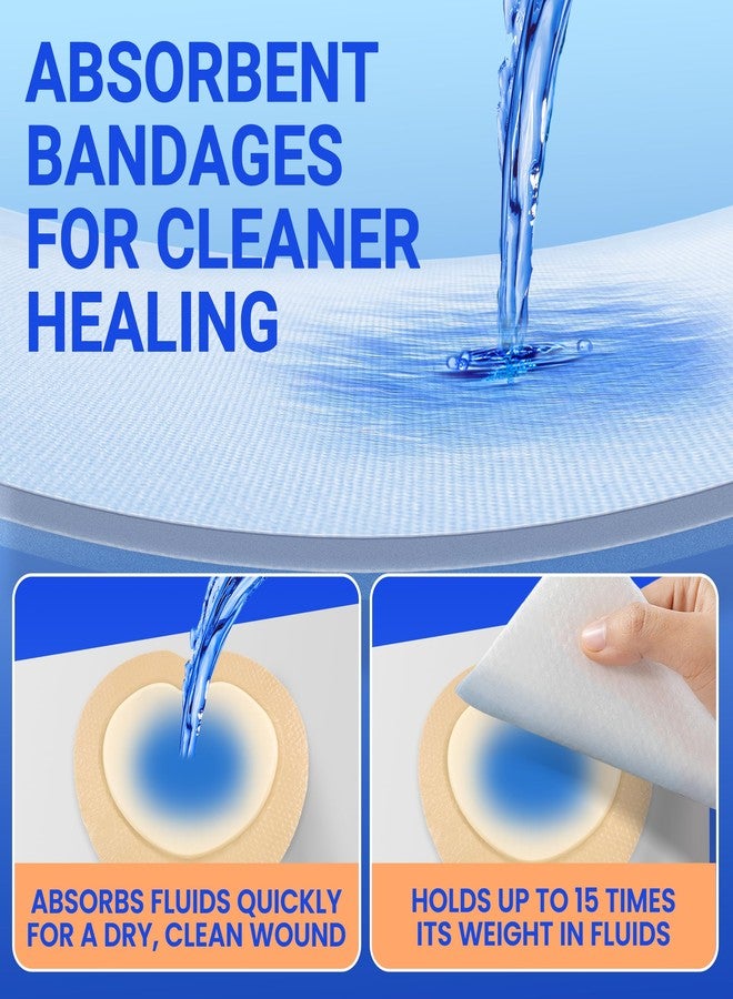 Bioemmalab Large Waterproof Bandages Wound Care 7"x 7" Silicone Foam Dressings Sensitive Skin,10 PCS, Adhesive Bordered Pads for Bed Sore Pressure Relief Sacral Buttocks, Showering, Sterile Sacrum Care - Image 3