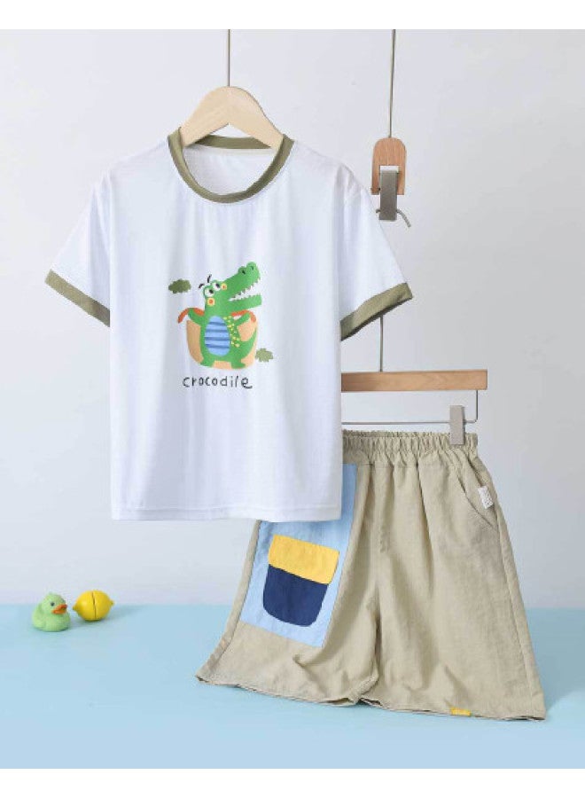Bornbay Boys' Breathable Sportswear Set Summer Outfit For Toddlers And Kids 5-inch Shorts Short Sleeve T-shirt And Shorts 2-piece Set - Image 1