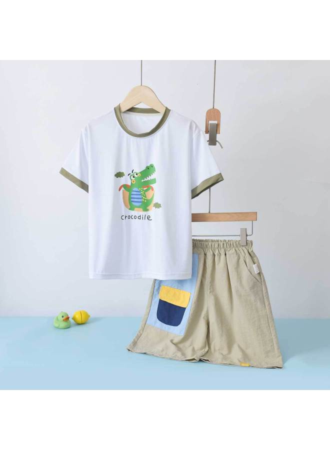 Bornbay Boys' Breathable Sportswear Set Summer Outfit For Toddlers And Kids 5-inch Shorts Short Sleeve T-shirt And Shorts 2-piece Set - Image 2