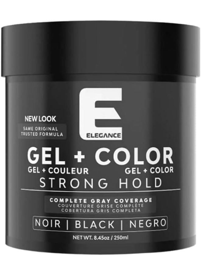 إليجانس جل الشعر E Elegance + لون الشعر، 8.45 أونصة، لون أسود، لمسة فورية للون أبيض/رمادي، جل تصفيف الشعر ذو ثبات قوي، لمعان يدوم طويلاً وكثافة رائعة - Image 1
