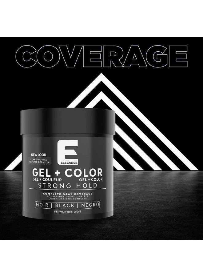 إليجانس جل الشعر E Elegance + لون الشعر، 8.45 أونصة، لون أسود، لمسة فورية للون أبيض/رمادي، جل تصفيف الشعر ذو ثبات قوي، لمعان يدوم طويلاً وكثافة رائعة - Image 2