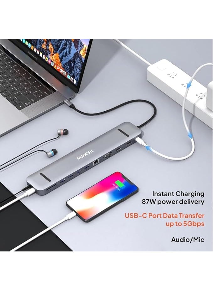 Mowsil 13-in-1 USB-C Hub - 100W PD Docking Station - Image 4