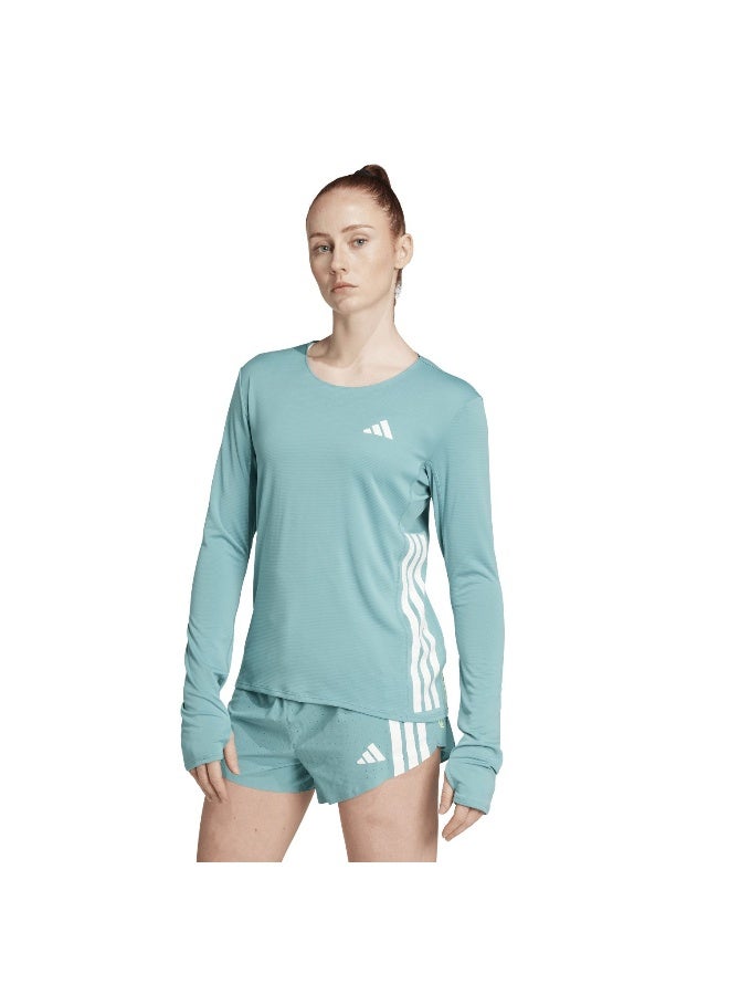 Adidas Adizero L Tee W Turquoise T-Shirt (Long Sleeve) T-Shirts For Women - Image 2