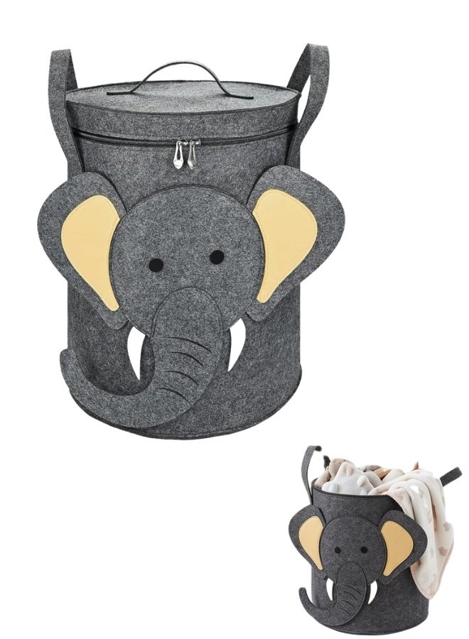 صندوق تخزين متين للأطفال من اللباد مع غطاء - سلة تخزين قابلة للطي للألعاب والغسيل والأغراض اليومية - خفيف الوزن، مقاوم للماء، وسهل الحمل بمقابض، مثالي لتنظيم غرفة الأطفال أو غرفة النوم - Image 1