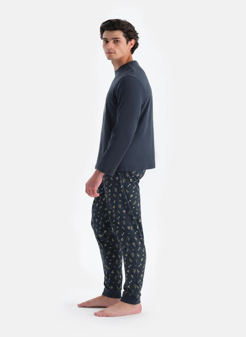 dagi Fruit Print T-shirt & Trousers Pajama Set Crew Neck %100 Cotton Mid Rise Sleepwear