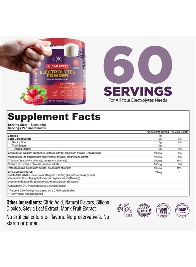 Electrolytes Powder | Keto-Friendly Electrolytes with Potassium, Magnesium, Sodium, Calcium | Keto Electrolytes Supplement Energy Drink Mix | Sugar-Free, Zero Calories, Zero Carbs
