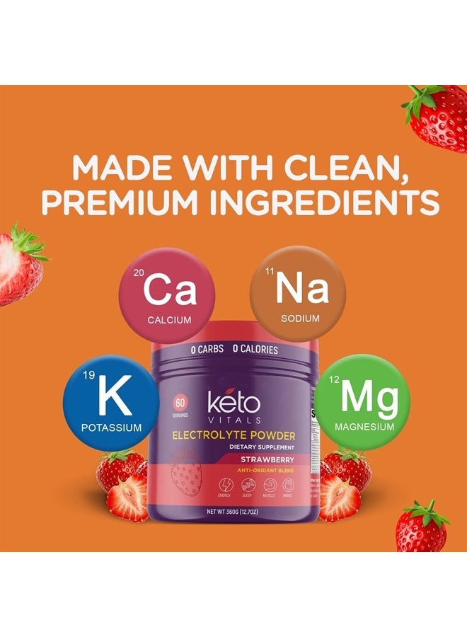 Electrolytes Powder | Keto-Friendly Electrolytes with Potassium, Magnesium, Sodium, Calcium | Keto Electrolytes Supplement Energy Drink Mix | Sugar-Free, Zero Calories, Zero Carbs