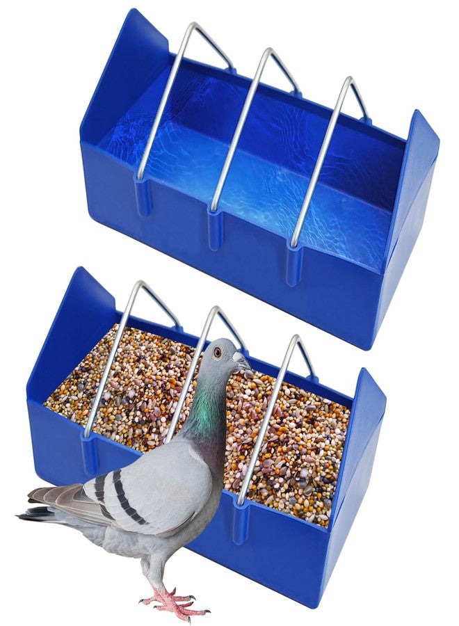 Hamiledyi 2 Pack Pigeon Feeder, Bird Dispenser Slot Container, Thick Durable Slot Container Feeding, Removable Steel Wire Partition for Pigeons Quails Birds Chicks Ducklings(Length: 8") - Image 1