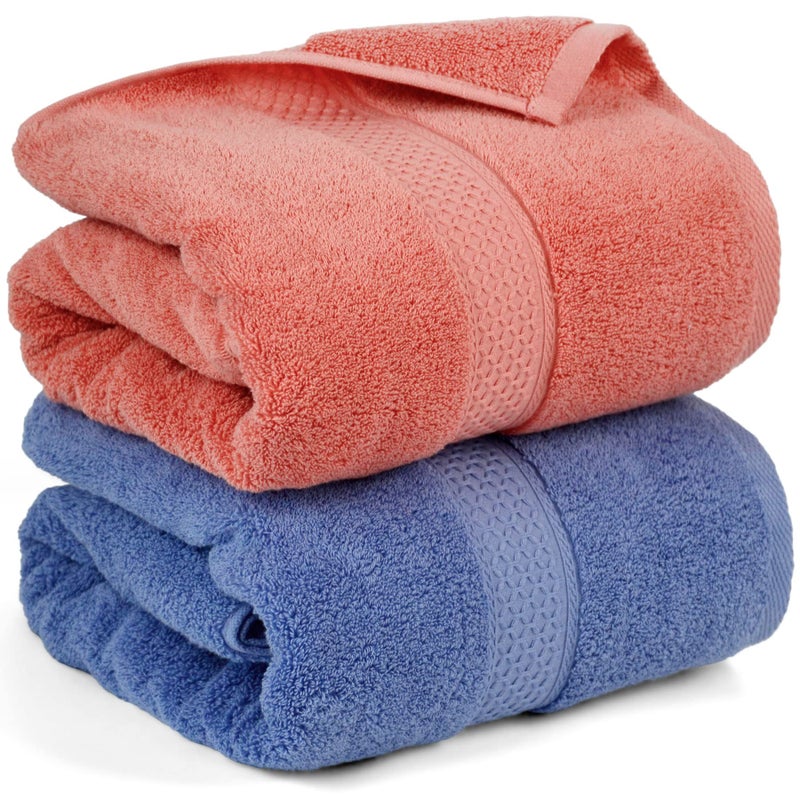 Cleanbear Bath Towels Soft Shower Towels Set of 2 with Assorted Colors 100 Cotton Bathroom Towels for Men and Women Quick Drying and Highly Absorbent 55 by 27 12 Inches Coral  LightLilac