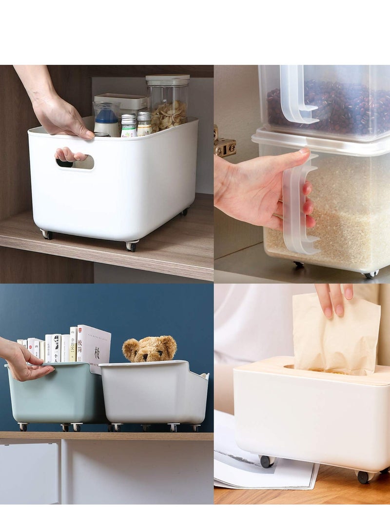 KASTWAVE Self Adhesive Pulley Single Row of Small Pulleys Storage Box Bottom Rollers Mobile Non-rotating Mini Pulley for Moving Storage Boxes Trays Trash Cans DIY Universal Wheels (8 Pieces White) - Image 4