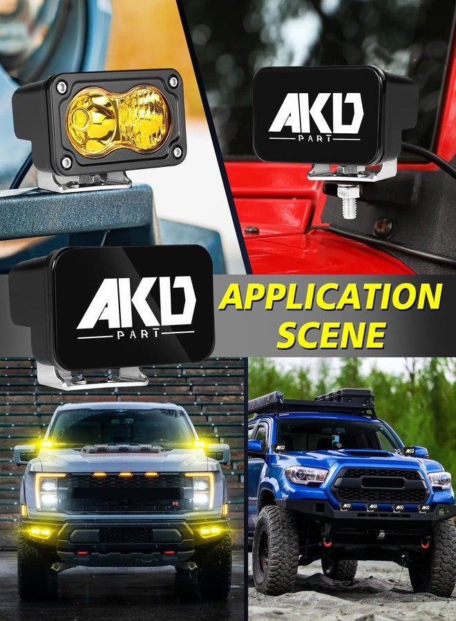 AKD Part Yellow LED Pods with Wiring Harness & Black Covers 3" 40W CREE LED Ditch Lights Spot Flood Combo Fog Lights Yellow Chase Light for Trucks Motorcycle SUV UTV ATV Dirt Bike - Image 5