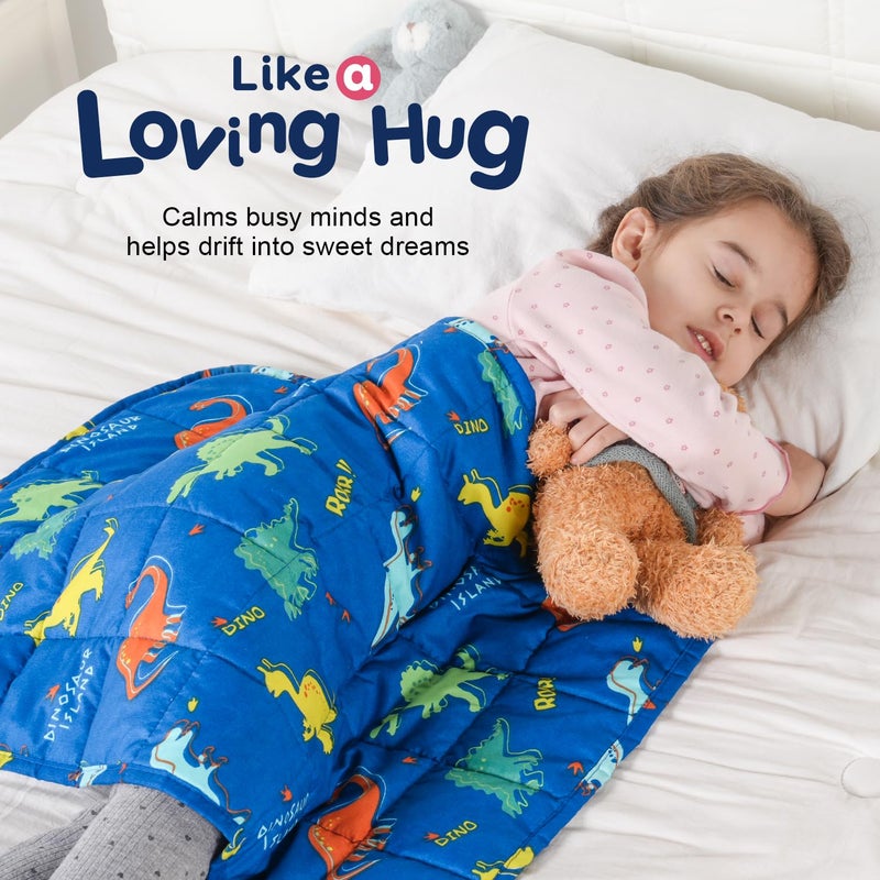 Kivik Weighted Lap Blanket 2 lbs  20"" x 30"" Blue Dinosaur Small Weighted Blankets  All-Season Breathable Cute Mini Weighted Lap Pad  Soft Heavy Throw Blanket for Travel  Calming & Sleep  Washable - Image 2